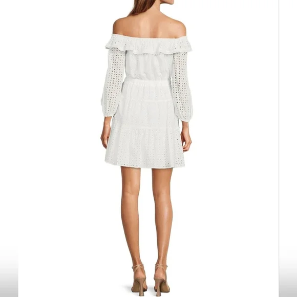 LDT Ashley Off-the-Shoulder ¾ Blouson Sleeve Ruffle Drawstring Tie Waist… - Picture 3 of 10